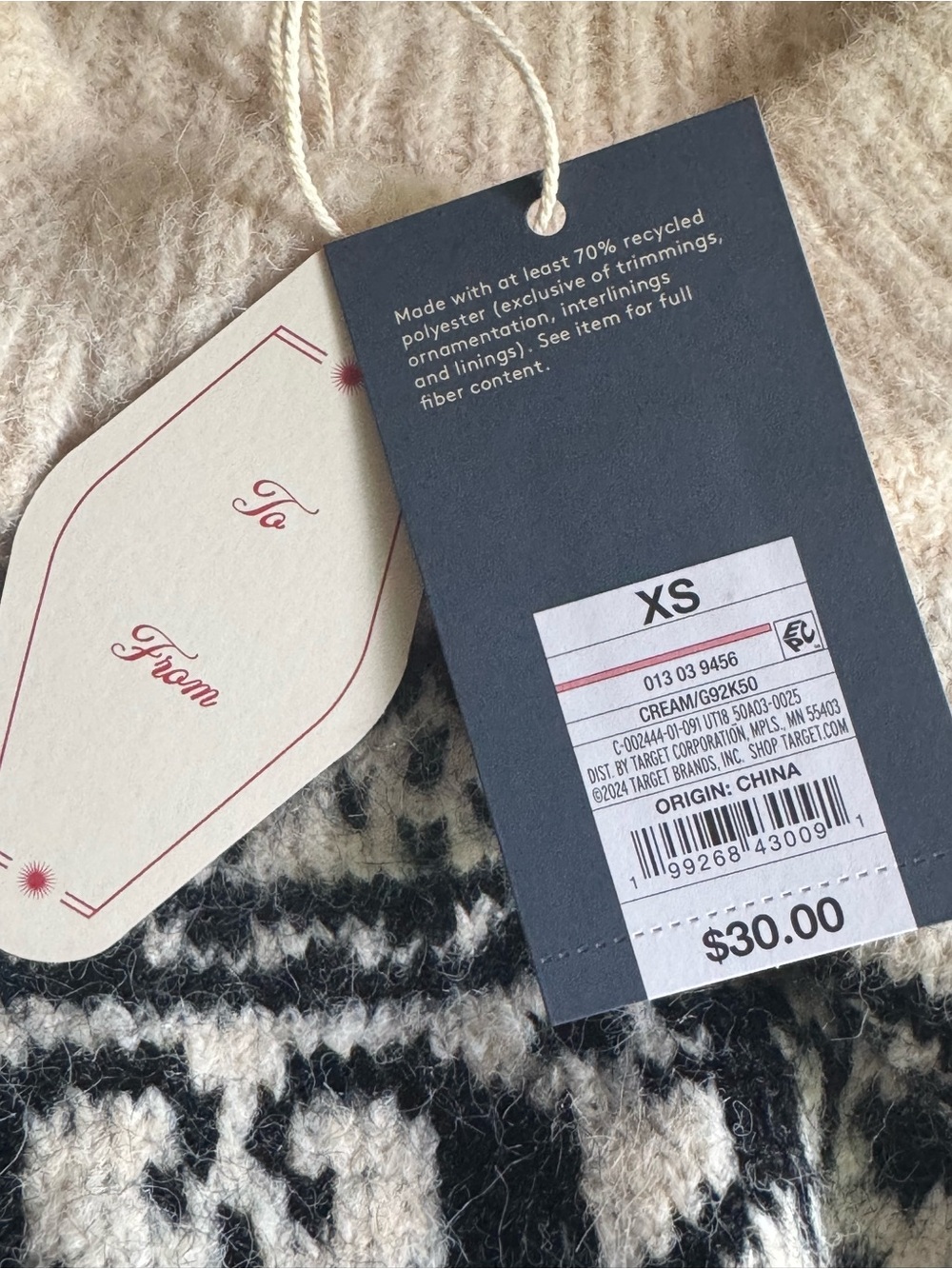 Universal Thread Cream & Black Fair Isle Crewneck Sweater - Picture 8 of 8